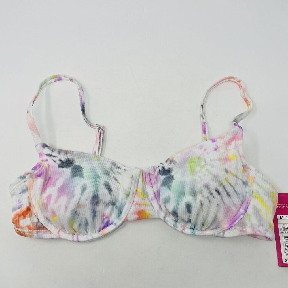 Xhilaration Juniors Medium 4-6 Ribbed Underwire Bikini Top in Multi Tie-Dye 2223